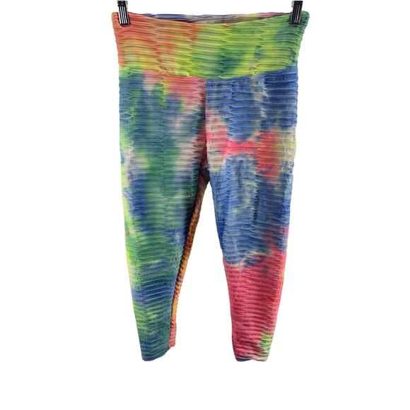 Embrace Yourself Tie Dye Scrunched Ruched Tik Tok Leggings Women's Size Large - Picture 2 of 5